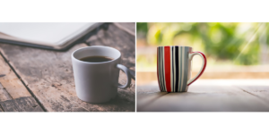plain vs. colorful coffee mug
