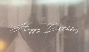 A birthday card received at Fleming's Steakhouse