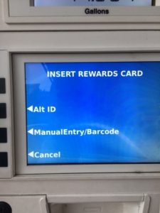 Gas Rewards Alt ID Screen