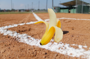Baseball diamond with a banana